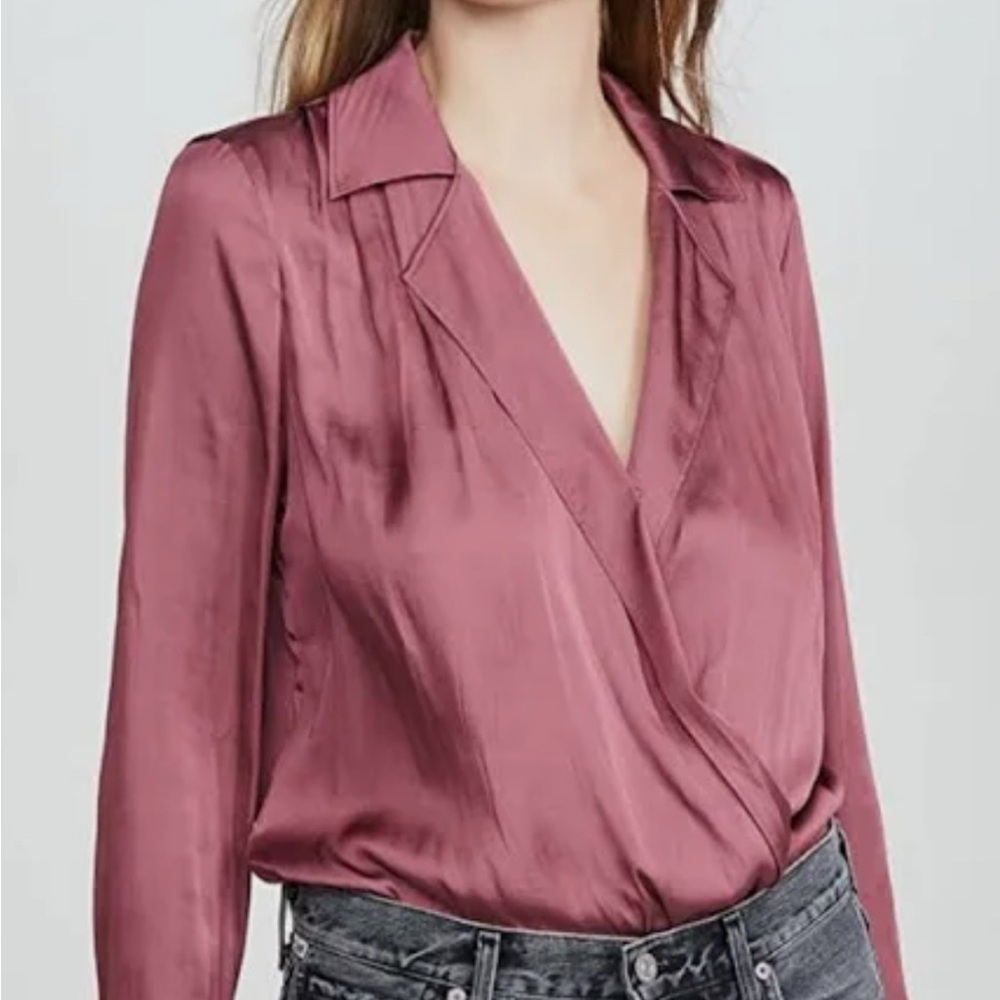 PAIGE Satin Blouse in Rose and Black